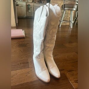 Tall white cowgirl boots